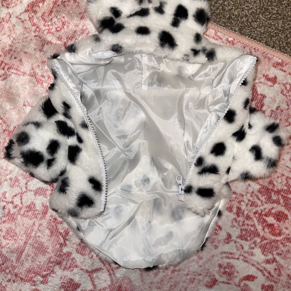 Spotted Faux Fur Dog Hoodie - Picture 2 of 6